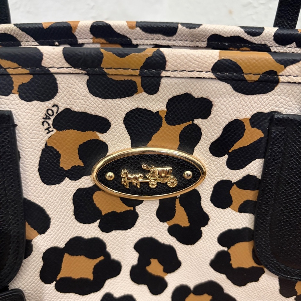 Coach Leopard Print Tote - Black and Tan - Picture 6 of 17